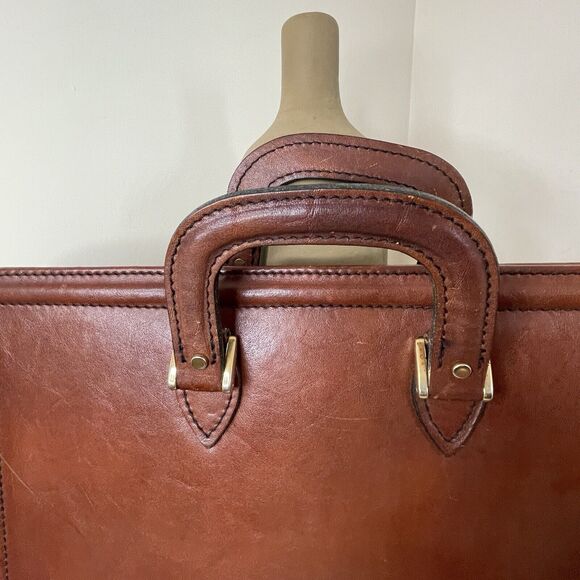 VTG 70s 80s Crouch & Fitzgerald Cognac Leather Document Holder Briefcase Wall St - Picture 3 of 16